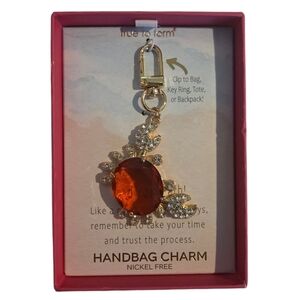True to Form-Crab Handbag Charm Rhinestone Red Gem Gold Keychain Coastal Beach